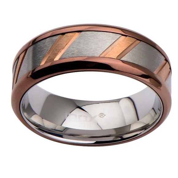 Unbranded Other - 💍Two Tone Stainless Steel Stripped Mens Ring